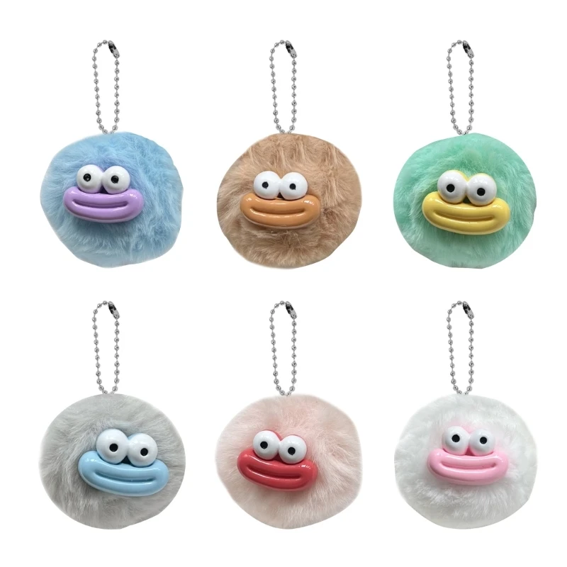 Y1UB Sausage Mouth Pompoms Keychain Environmental Friendly Eye Catching Toy Suitable for Key Bags Backpacks Treasure Boxs