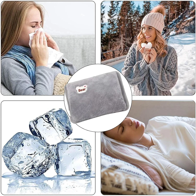 Rechargeable Hot Water Bag Warm Water Bag Manual Filling Warm Bag Plush Cute Hand Warmer and Foot Warmer Winter Essentials