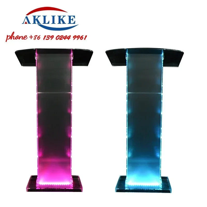 2024 AKLIKE Stand Acrylic Podium Glass Church Pulpit Designs Clear Rostrum Plastic Lectern With Lights Free Shipping Furniture image 3