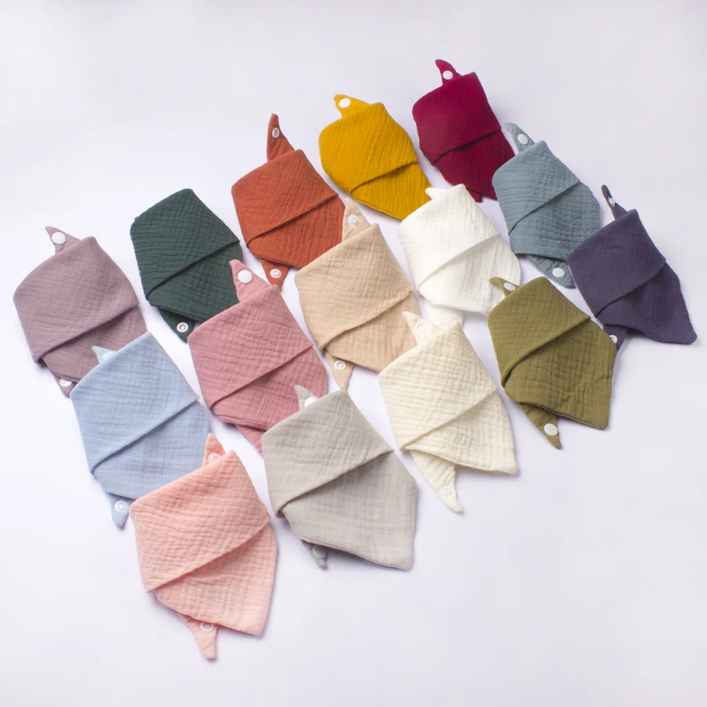 New Thin Baby Gauze Triangle Towel with Double-layer Snap Closure Newborn Bib Baby Saliva Towel Baby Newborn Baberos Bebe Bibs