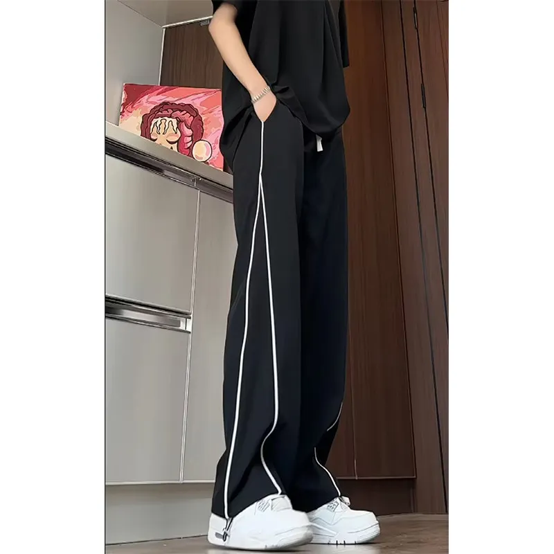 

Autumn Men's Hiking Pants Straight Leg Qui Dry Wide Leg Casual Pants Versatile Loose Fit Youthful Energy Sle Polyester Blend