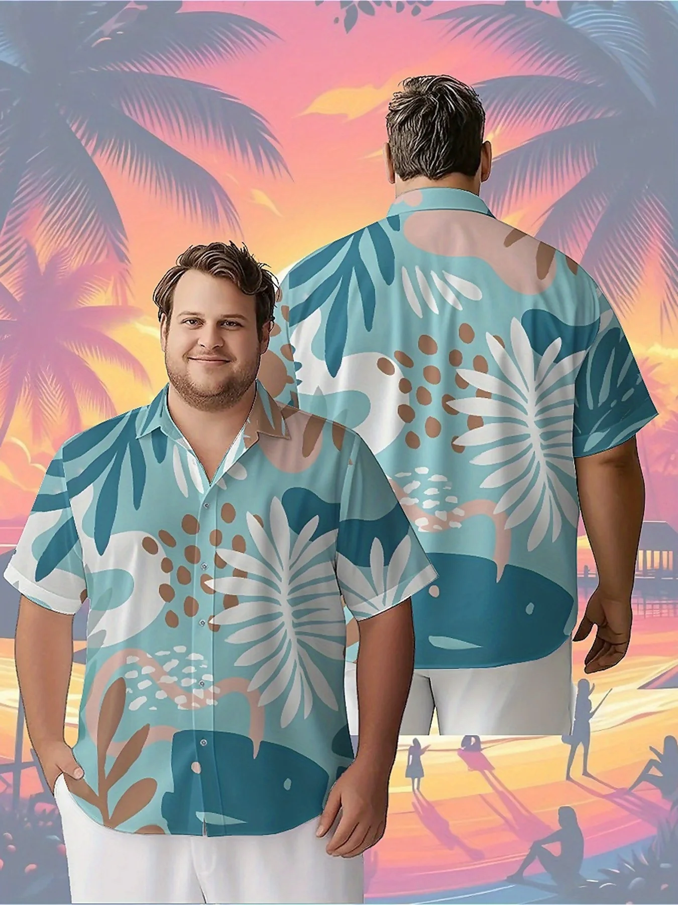

Men's Plus Size Hawaiian Shirts Tropical Plant Prints Pattern,Unisex Baggy Aloha Shirts,summer Alternative Clothing