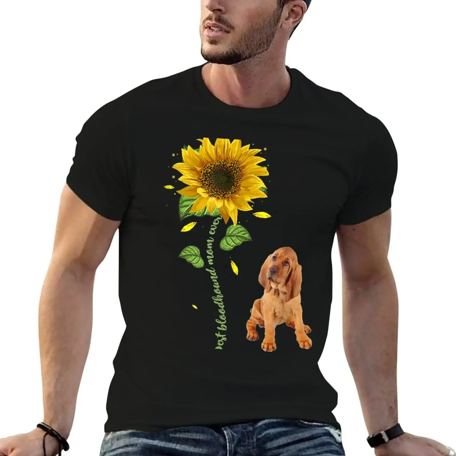 Best Bloodhound Mom Ever Sunflower Gift T-Shirt plus size tops plus size clothes anime stuff men graphic t shirts