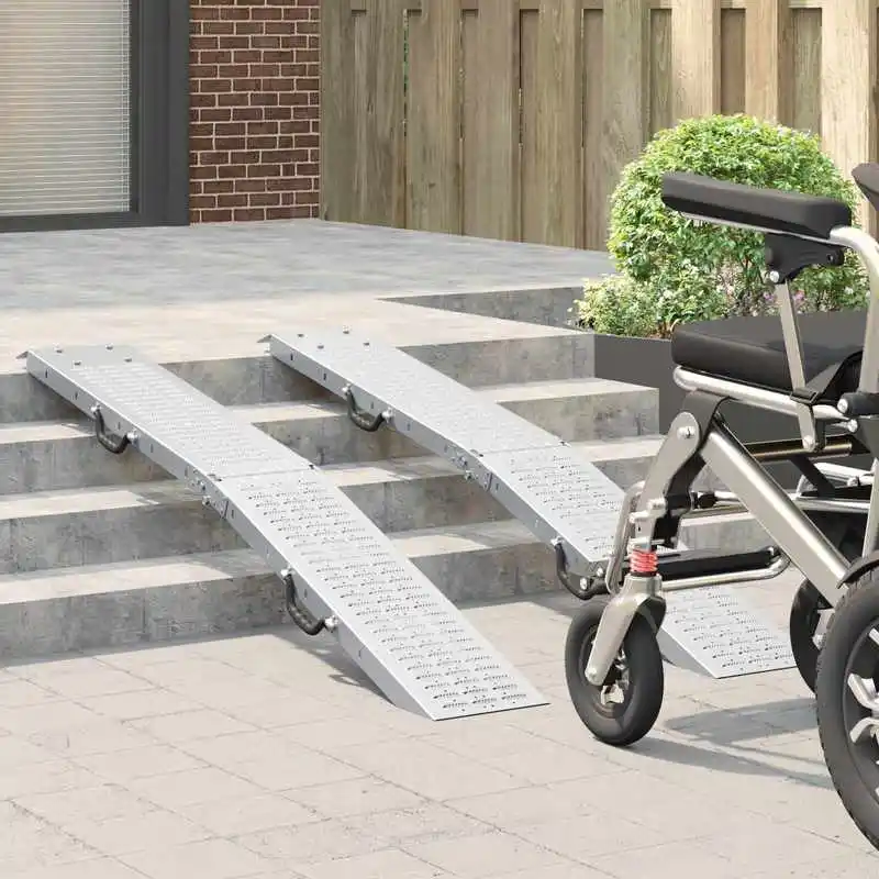 Immagine 4: Rampe Pieghevoli 200kg per rampa, 2 pz, Argento, 166 x 23 x 4,5 cm
