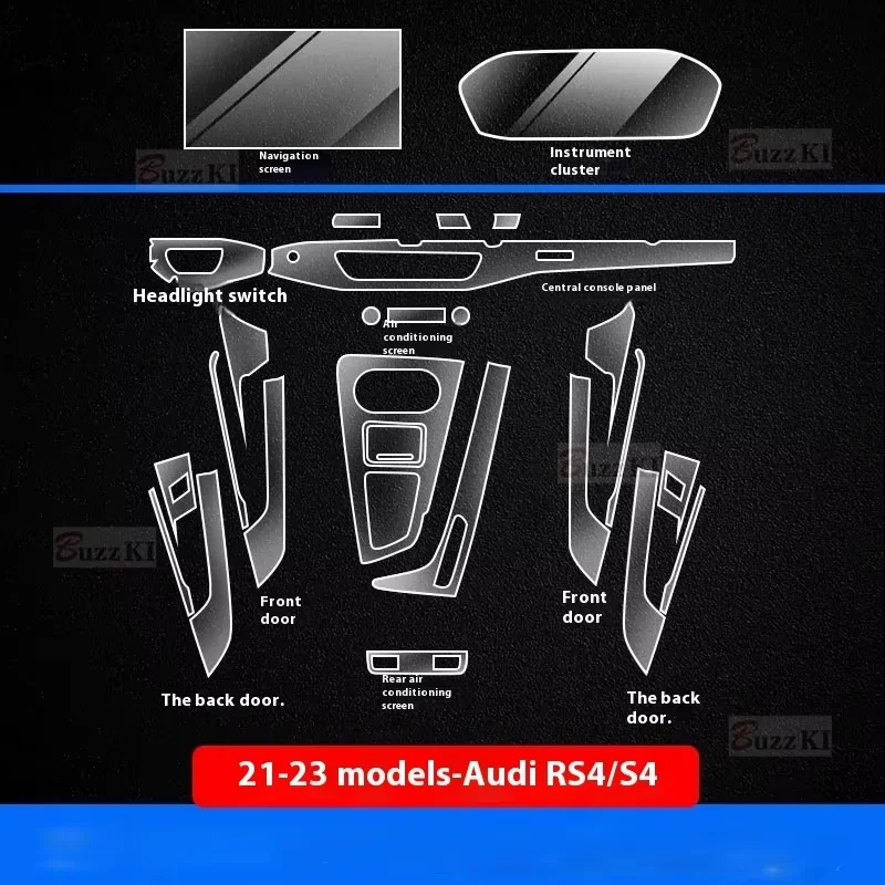 

For 2021-2023 Audi RS4 S4 Navigation Central Control Car Film Interior Accessories TPU Transparent Plastics Protector Film Refit