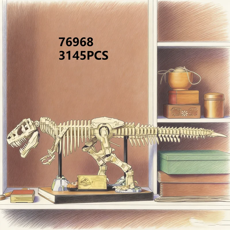 76968 parque t-rex fósseis tiranossauro rex presente de aniversário modelo 3145 peças tijolo brinquedo educativo infantil