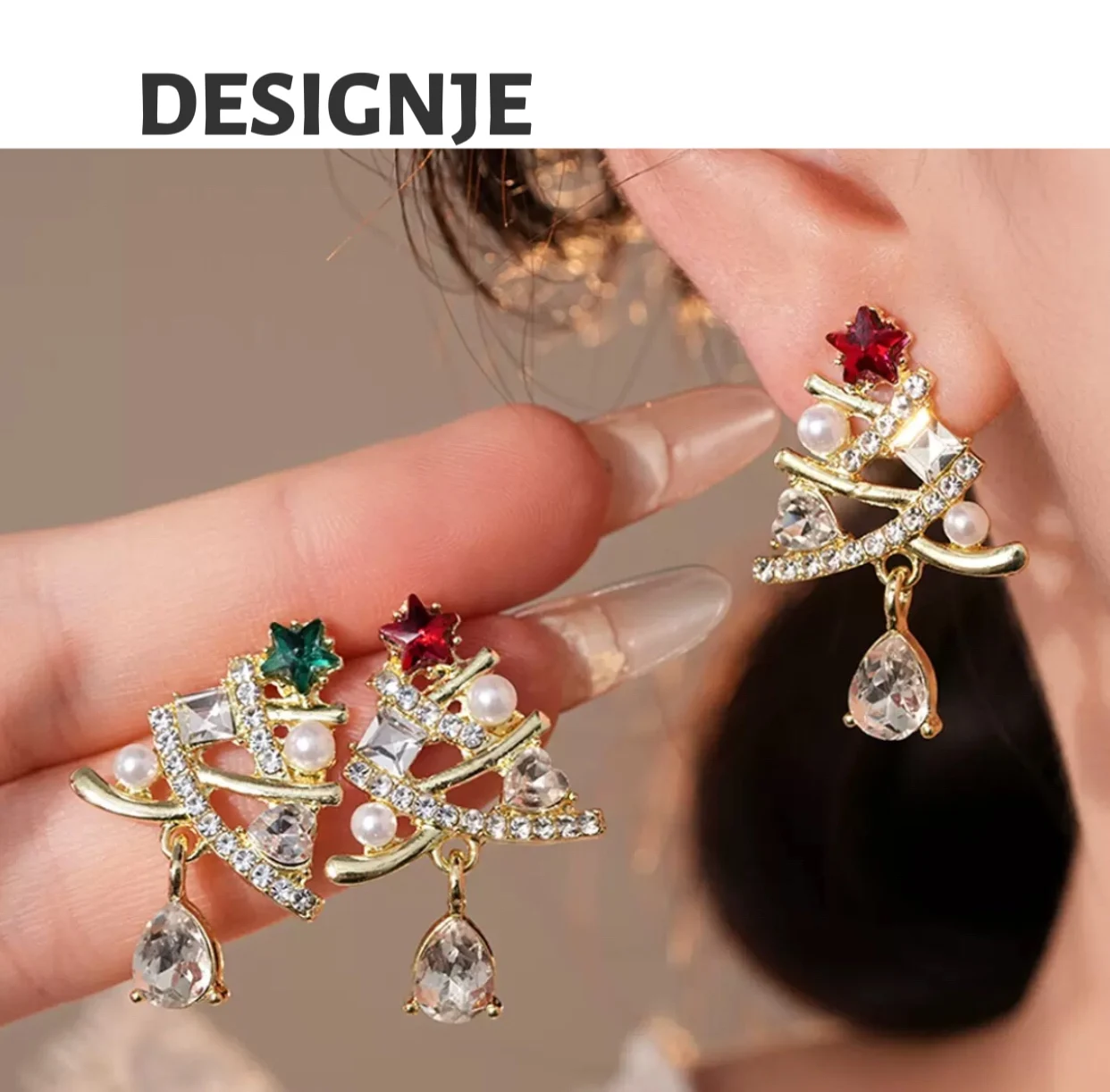 

Hot-selling European and American Christmas tree water drop fringe earrings, luxurious and high-end earring, fashionable earring