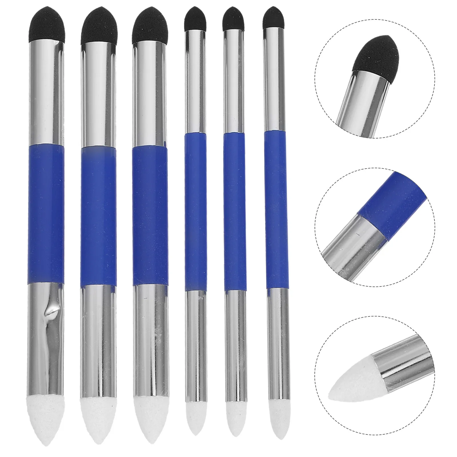 6Pcs Double-Ended Blending Sponge Pen with Washable Art Sponge and Blending Stump for Oil Pastel Colored Pencil Sketching
