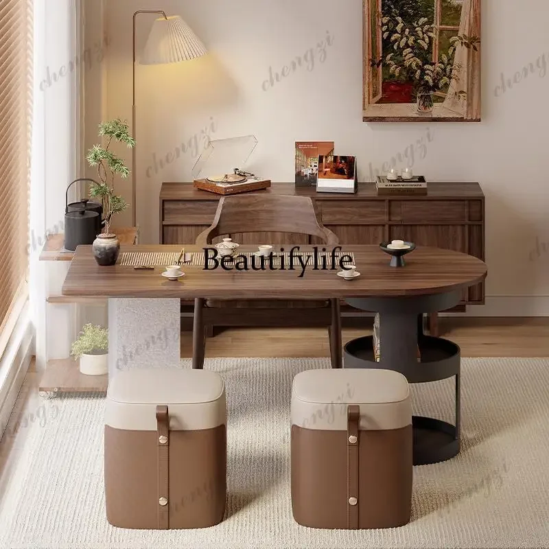Imported North American ash wood balcony exquisite tea table and chair combination high-end solid wood small apartment tea table