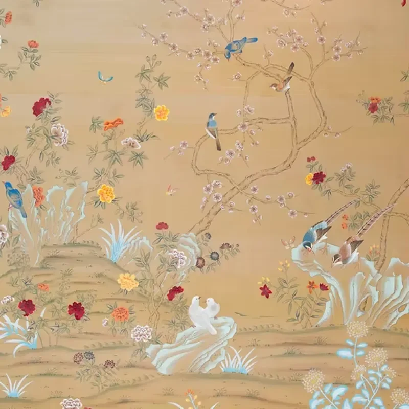 Wholesale Apartment Modern Hotel Room Wall Decoration Mural Stripes & Plaid Paper Chinoiserie Hand Painted Wallpaper