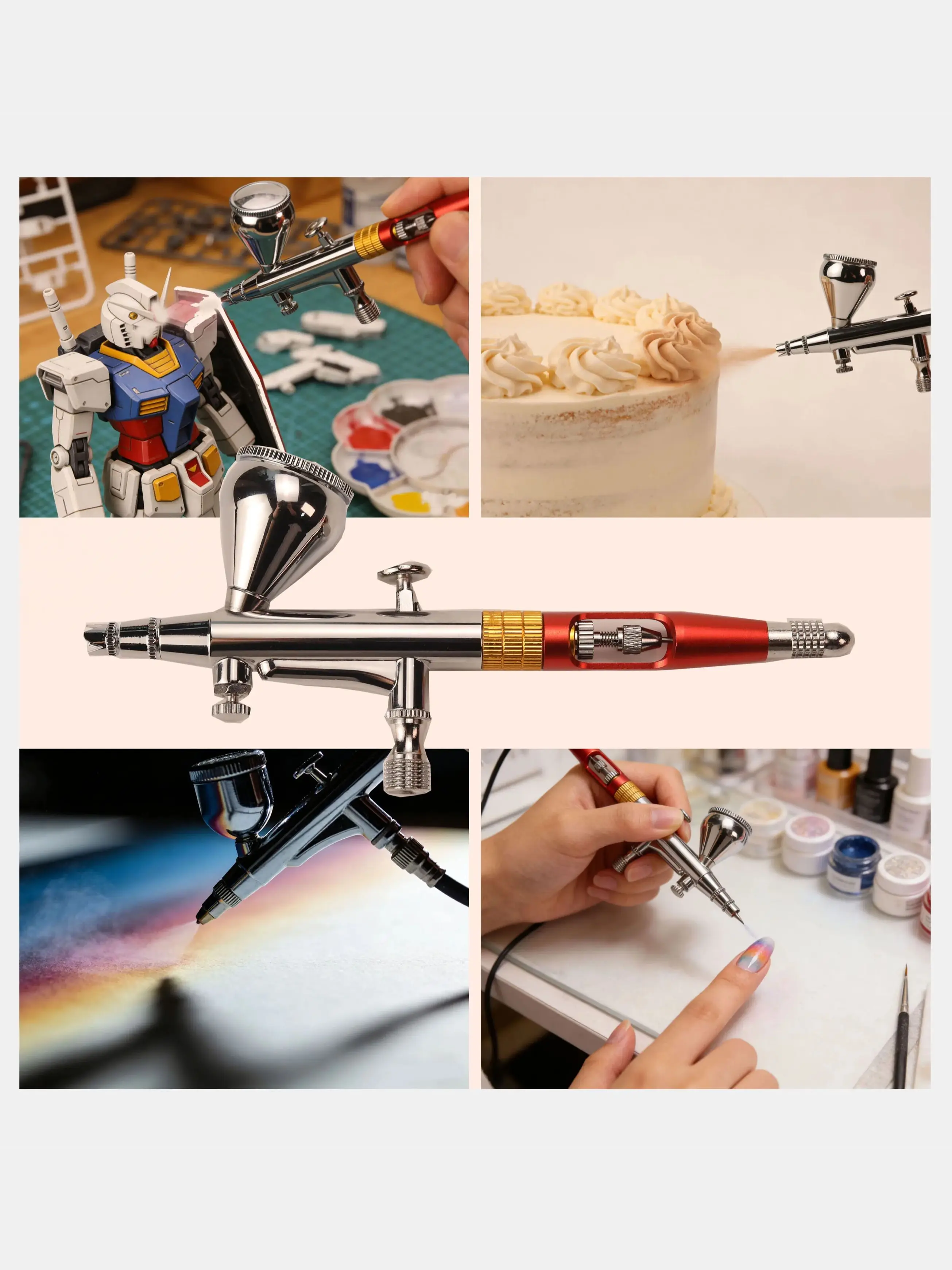SL-181 Dual-Action Airbrush mit Schwerkraftzufuhr für Modellbemalung, Kunstmalerei und Ausbesserungen. Luftpumpe erforderlich. – Detail 5