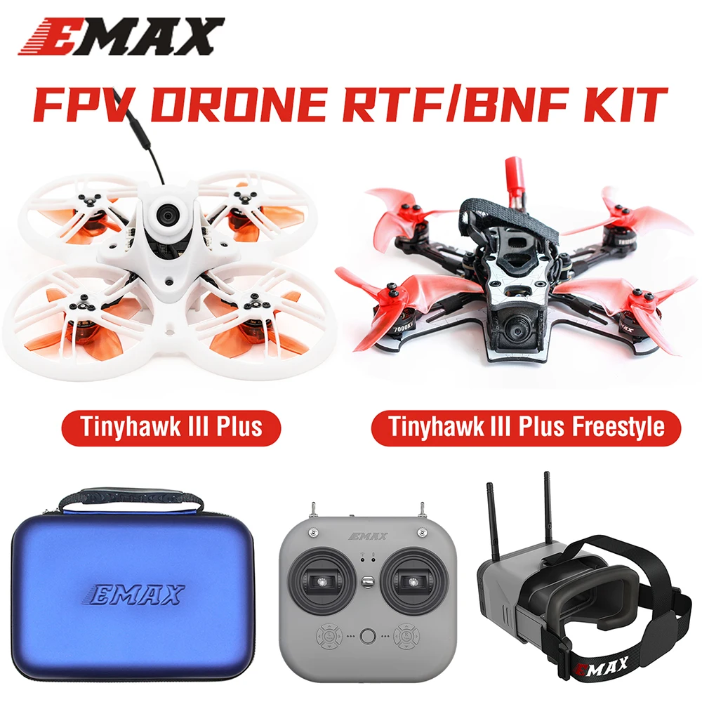 

EMAX Tinyhawk III Plus/Plus Freestyle FPV Racing Drone Kit RTF BNF 1/2S 2.4GHz ELRS with E8 Transmitter Analog/HD Zero