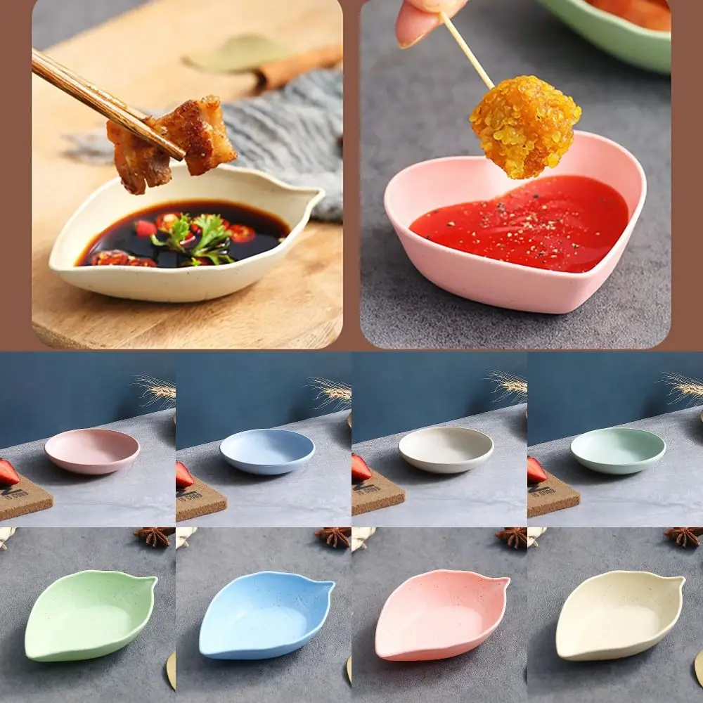 Multipurpose Wheat Straw Seasoning Dish Kitchen Utensils Leaf Round Shape Snack Plate Tableware Tableware Bowl Kitchen