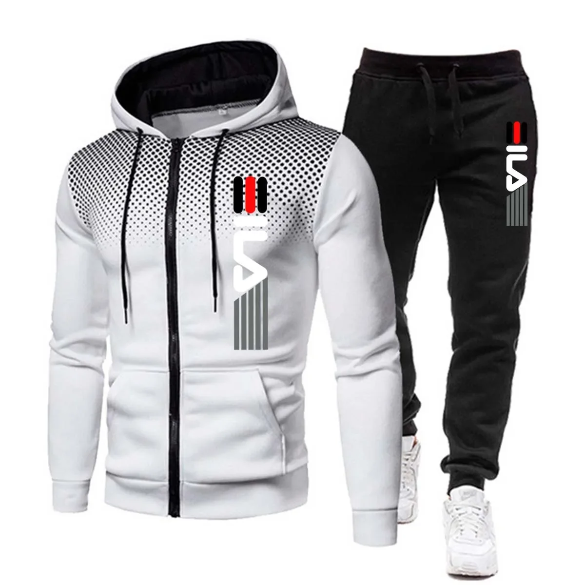 

2026 New jogging fitness Men's Spring and Autumn Casual Set, fashionable outdoor men's zipper sweatshirt + pants 2-piece set