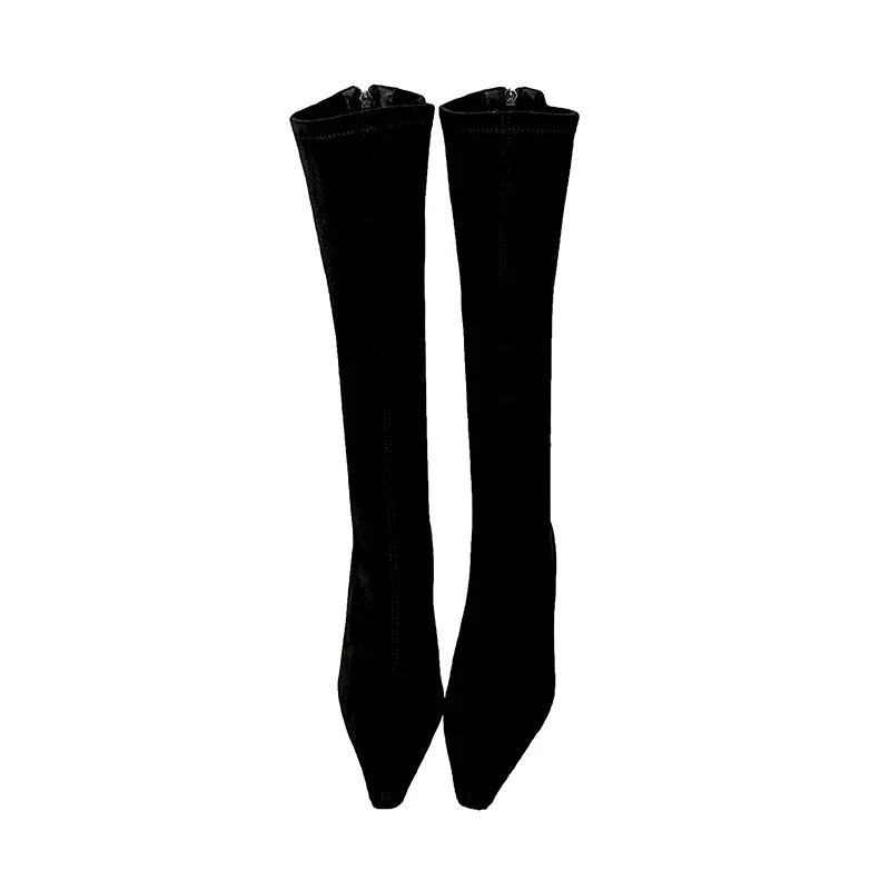 Alionly 2026 جديد الشتاء موضة حزام مشبك النساء حذاء برقبة للركبة أشار تو رقيقة عالية الكعب فستان الحفلات أحذية 2 بيع