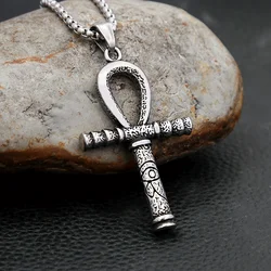 Fashion Vintage Egyptian Anubis Eye of Horus Necklace Punk Stainless Steel Cross Pendant for Men Amulet Jewelry Gift Wholesale