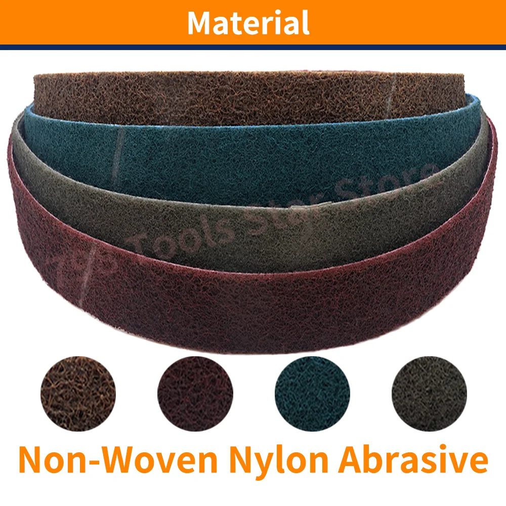 Imagem -02 - Correias de Lixamento Abrasivas de Nylon Não Tecidas Bandas Abrasivas Grosseiras a Finas para Rebarbas de Aço Inoxidável 150 a 600 Grãos 330*10 mm 10 Pcs