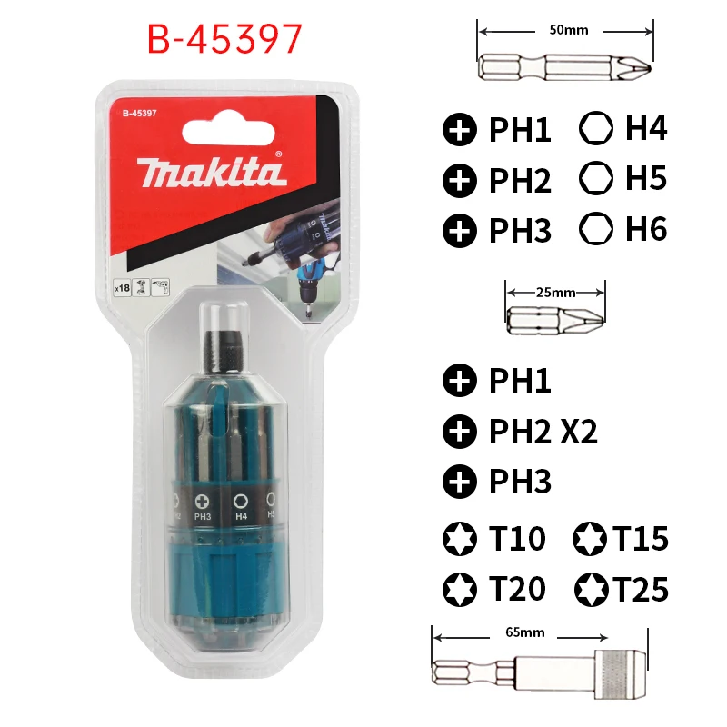 Makita ชุดไขควงแม่เหล็กด้ามหกเหลี่ยม, ชุดเครื่องมือไขควงท็อกแบบชุดหัวบรรจุกล่อง Mata Bor ขนาด6.35มม.