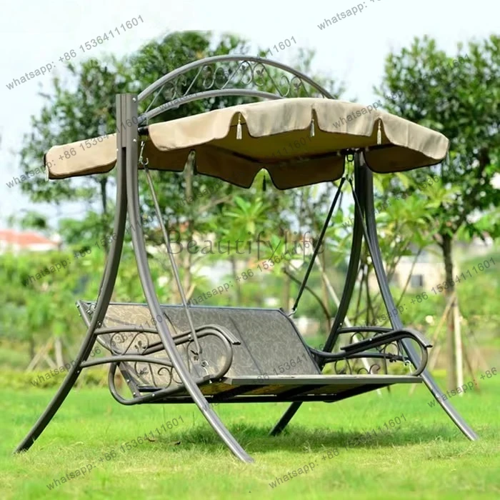 Swing Chair Outdoor Chiaki Three-person Hanging Chair Rocking Bed Terrace Iron Rocking Chair Swing Iron Art