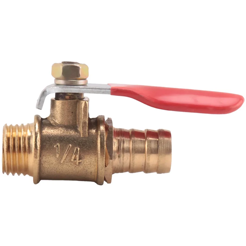 AT53 10 قطعة 10 مللي متر X 1/4 بوصة PT ذكر الموضوع كامل ميناء رافعة مقبض خرطوم بارب صمام كروي نحاسي #3