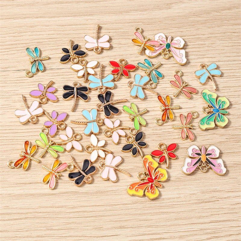 10 Stück Niedliche Tieranhänger aus Emaille, Fliegende Libelle und Schmetterling, Anhänger für Schmuckherstellung, Halsketten, Ohrringe, DIY-Bastelgeschenke – Detail 3