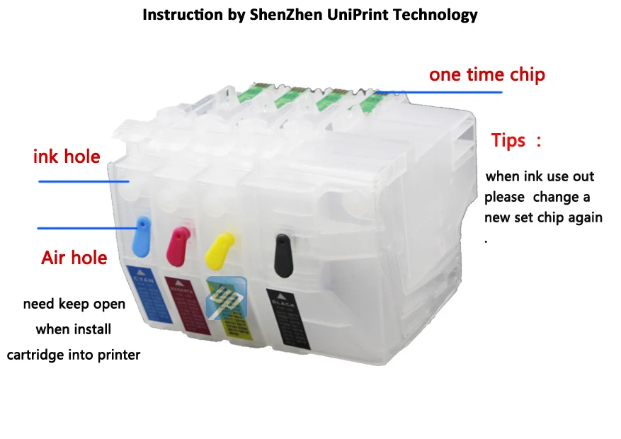 LC422 LC422XL Empty refillable Ink Cartridge For Brother MFC-J5340DW J5345DW J5740DW J6540DW J6940DW with high capacity chip