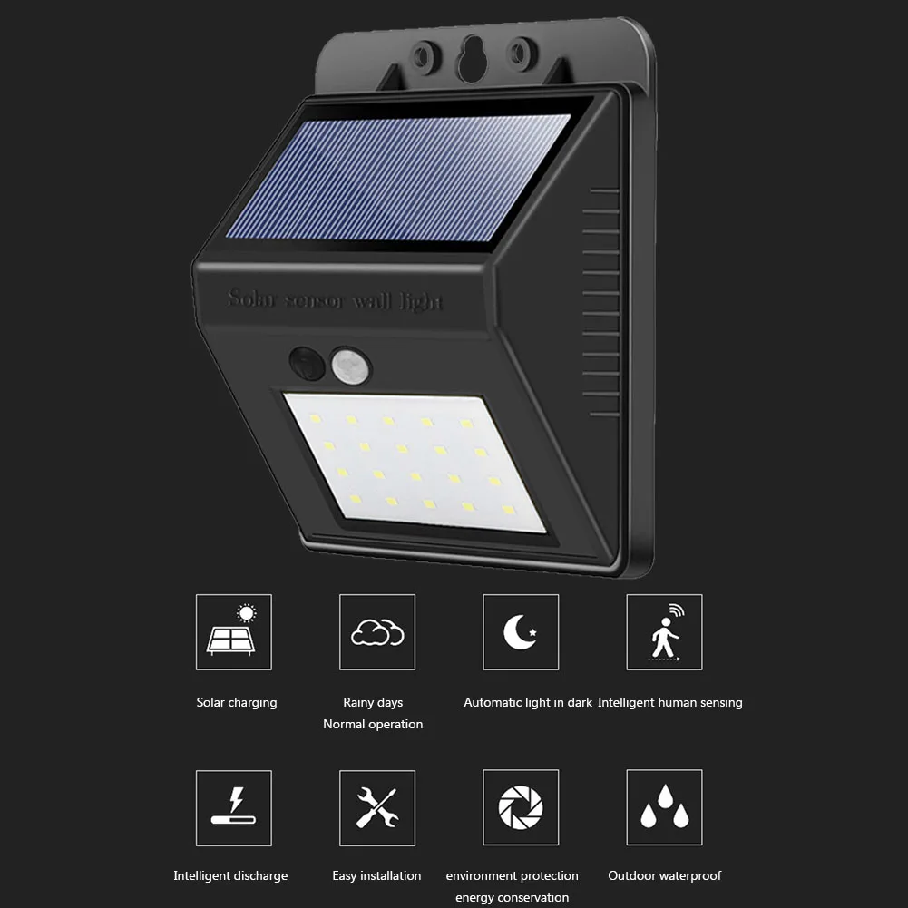 

Solar Powered Outdoor Wall Light 20 LED Garden Lighting Porch Fence Street Lamp for Home Garden Patio Lighting