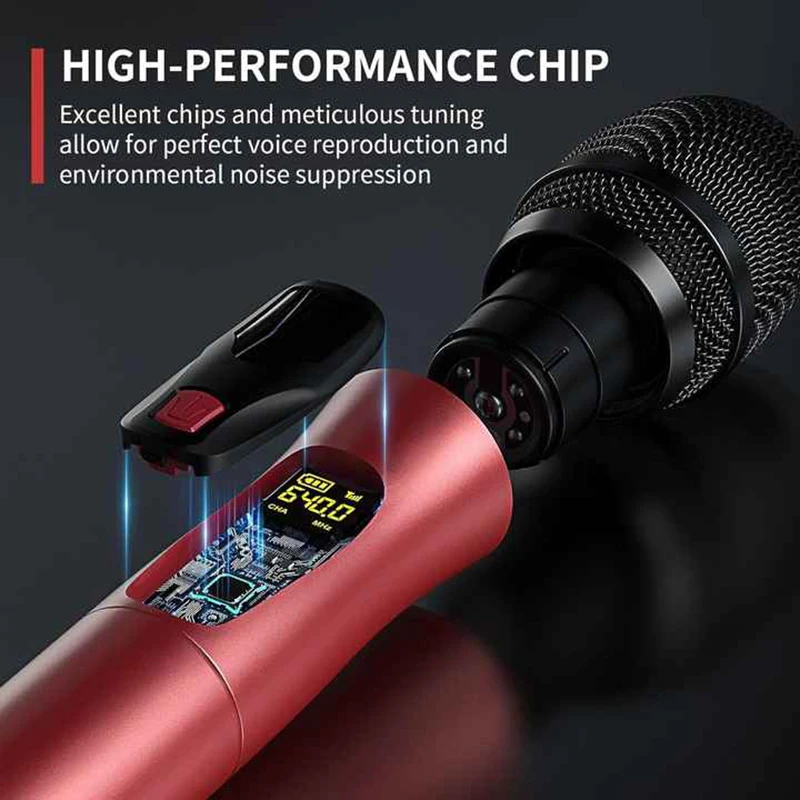 Professional Microphone Wireless UHF Wireless Microphone System Handheld Dynamic Microphones for Karaoke Singing