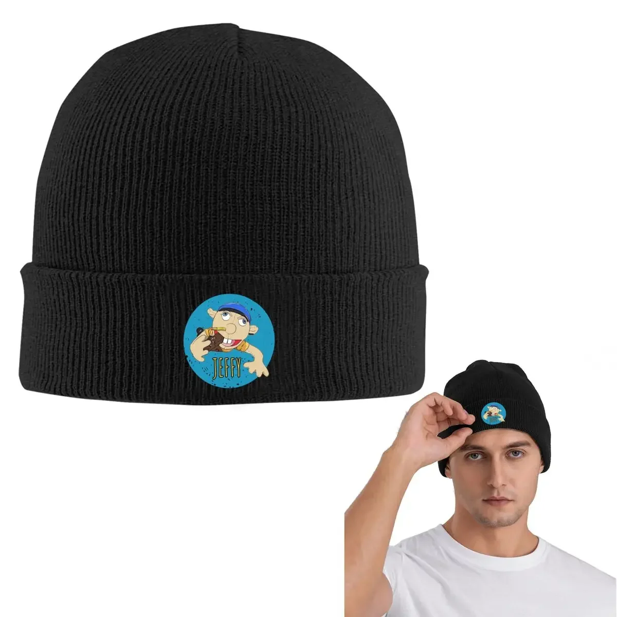 Jeffy The Puppet Hot Selling Warm Knitted Cap Hip Hop Bonnet Hat Autumn Winter Outdoor Beanies Hats For Men Women Adult