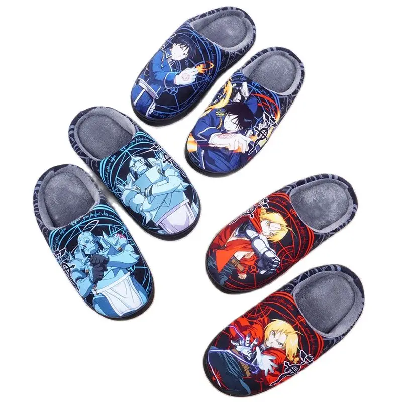 

Anime Full Metal Alchemist Cosplay Edward Elric Indoor Slippers Warm Plush Home Female Slipper House Flat Floor Winter Shoes