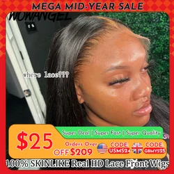 Wow Angel HD Full Frontal Wigs 36inch Straight Melt Skins 13x6 HD Lace Front Human Hair Wigs Virgin Hair Pre Plucked Glueless