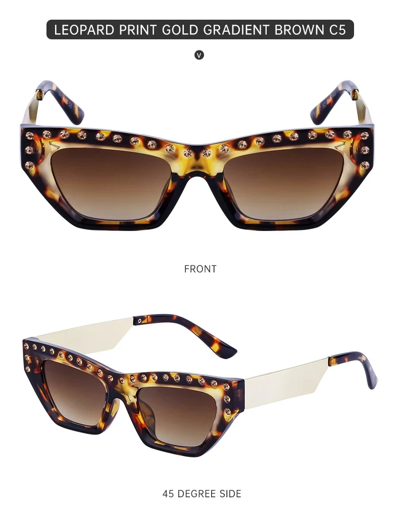 Katzenaugen-Rechteck-Sonnenbrille für Damen 2026 Luxusmarke Punk Kleiner Rahmen Strass-Sonnenbrille für Damen Mode Outdoor-Brillen – Detail 14