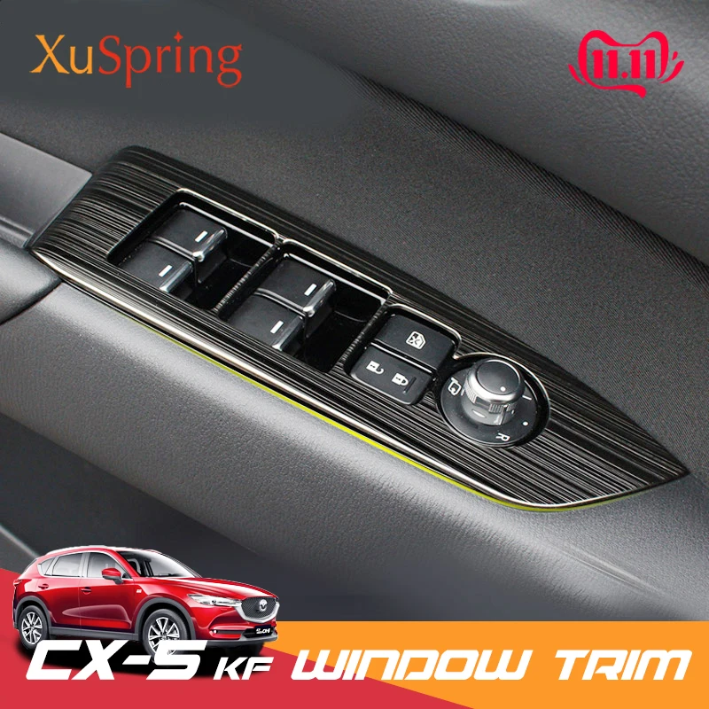 Car Window Switch Adjustment Knob Panel For Mazda CX-5 CX5 2017-2021 2022 2023 2024 KF LHD Cover Trim Sticker Strip Garnish