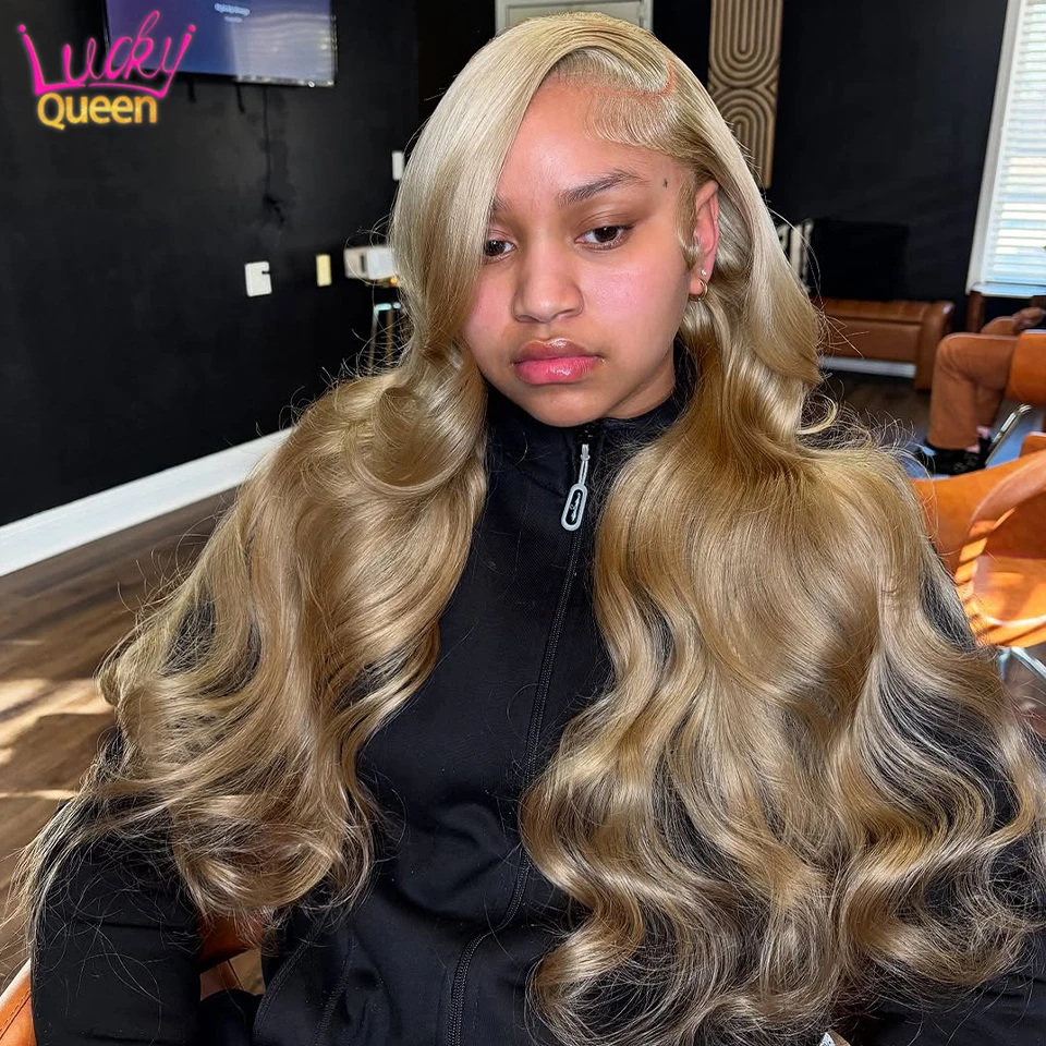 

Stripe Highlight Ash Blonde 180 Density Body Wave Transparent Lace Front 13X6 Pre Plucked Brazilian For Women Human Hair Wigs