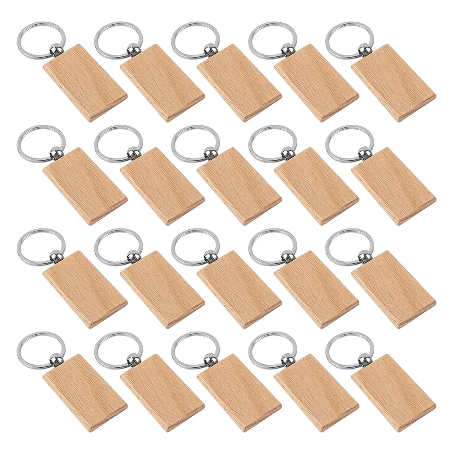 

Blank Wooden Keychain Wooden Keychain Keyring Keychain Personalized EDC or Best Gift Craft (Rectangular, Pack of 20)