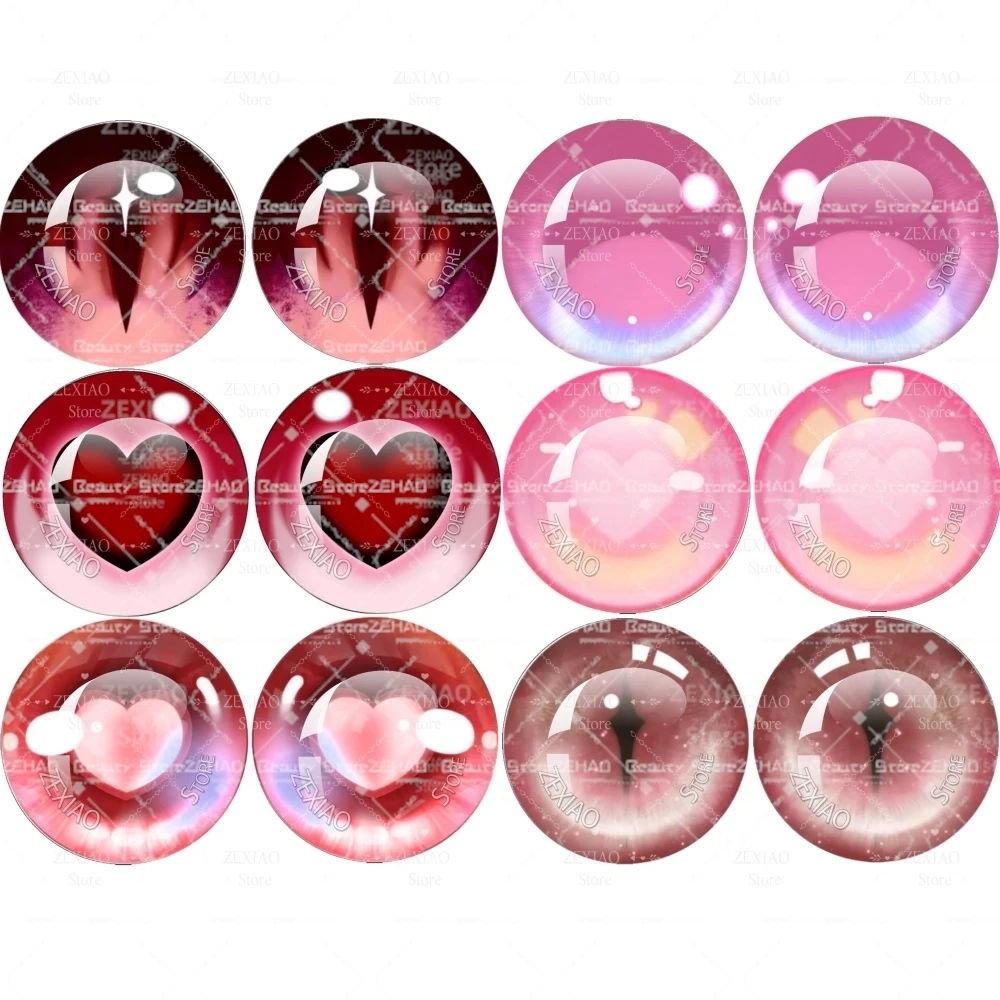 6pairs/bag 10mm-40mm Blythe Doll Pupil Pink Cartoon Series Eye DIY Jewelry Accessory Blythe Doll 14mm Super Thin Eyes Chips
