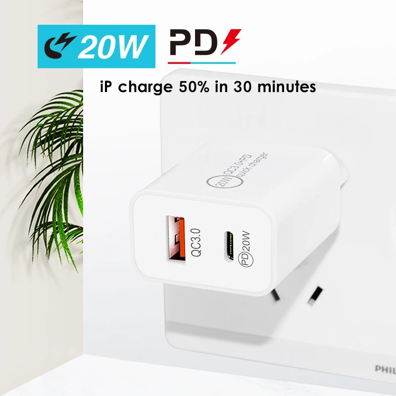 PD 20W 18W USB Quick Charger QC3.0 Fast Phone Wall Charger Adapter For iPhone 13 12 Pro iPad Huawei Xiaomi Samsung EU Plug