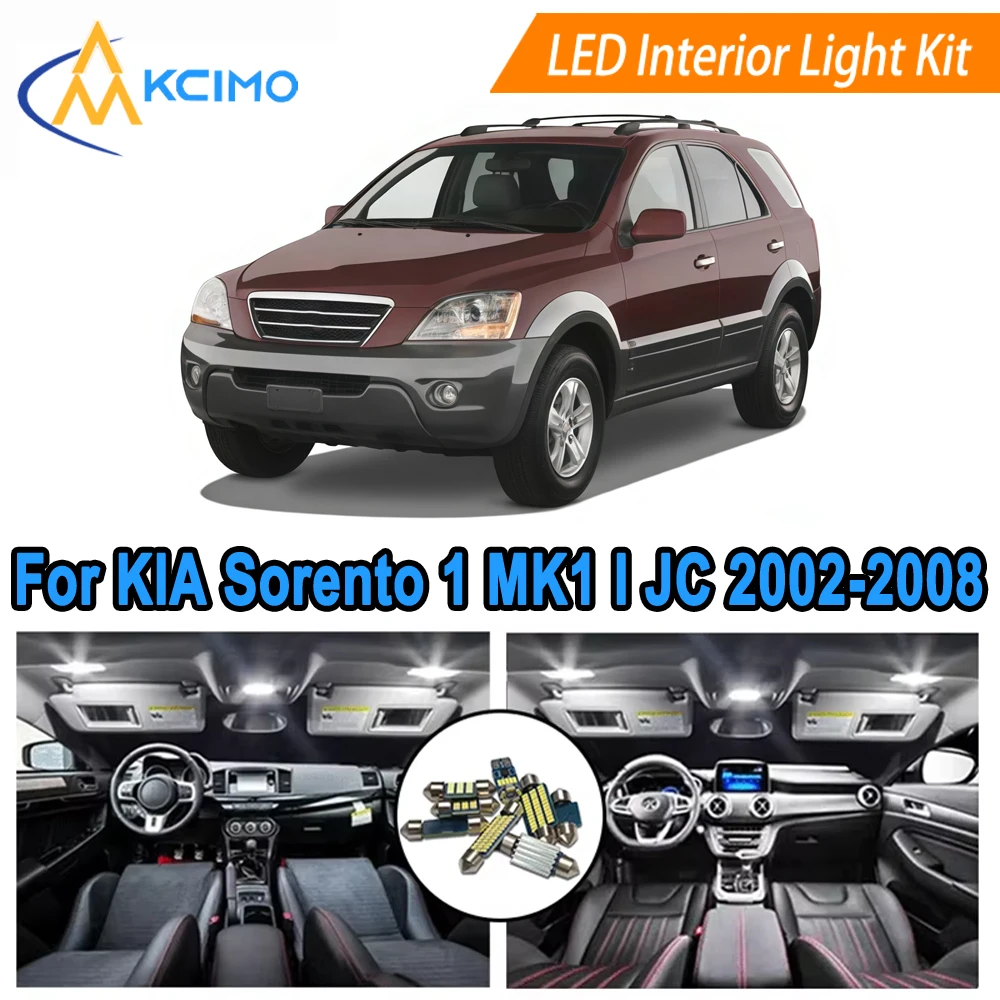 

Супер белый/синий светодиодный комплект внутреннего освещения для KIA Kia Sorento 1 MK1 I JC 2002-2008, купольные лампы, замена светодиодного внутреннего освещения