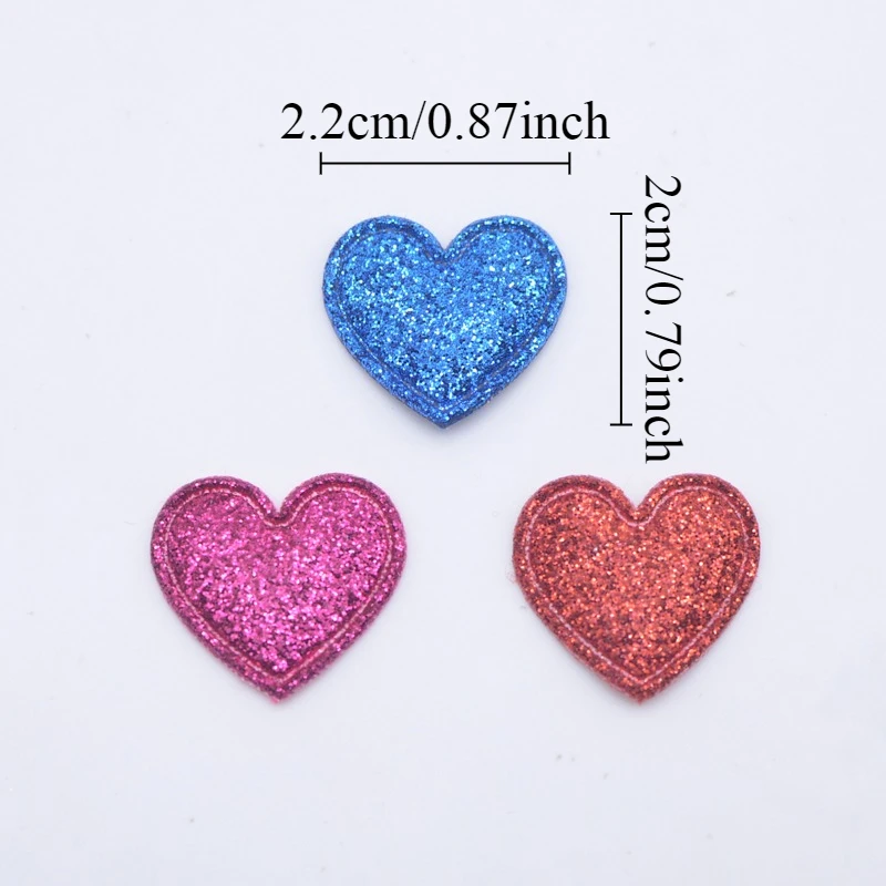 100Pcs 2.2*2cm/0.87*0.79inch Padded Heart for Patches Stickers Clothes DIY Coats Applique Handmade Patchwork Accessories