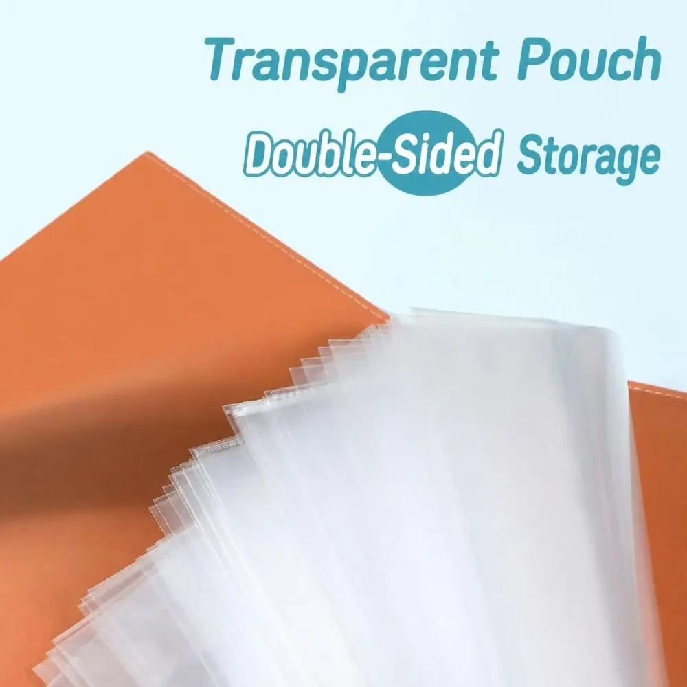 PU Leather Leather A4 Binder Notebook Transparent Inner Pockets Soft Cover Document Organizer Album Snap Button Closure