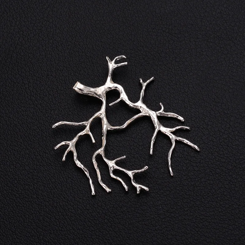 5Pcs Copper Plating Silver 27X31mm Tree Branch Blank Base Necklace Pendants For Cabochon DIY Jewelry Making Accessories