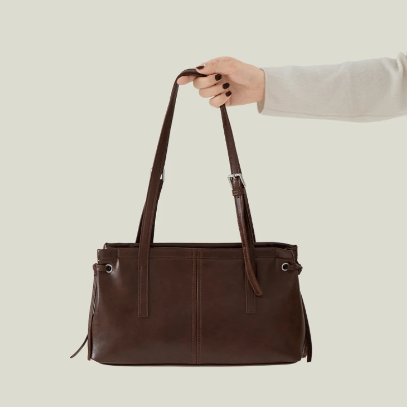 

New Fashion Simple Commuter Crossbody Bags Women Luxury Wax Leather Shoulder Bags Retro Casual Texture Versatile Storage Bags