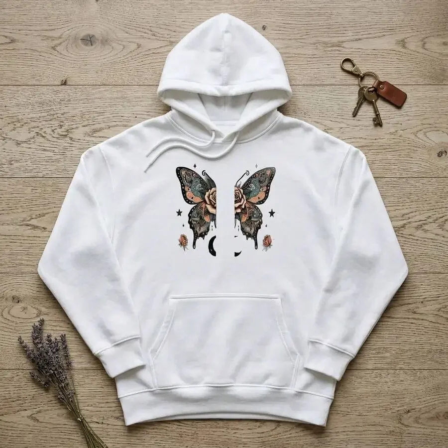 WomenRegular WomenRegular  Graphic Hoodie Butterfly Rose  Pattern Print Drawstring‑Hood Multi‑Pocket Black Casual‑Everyday‑Wear Cheap Clothes - Aliexpress Deal