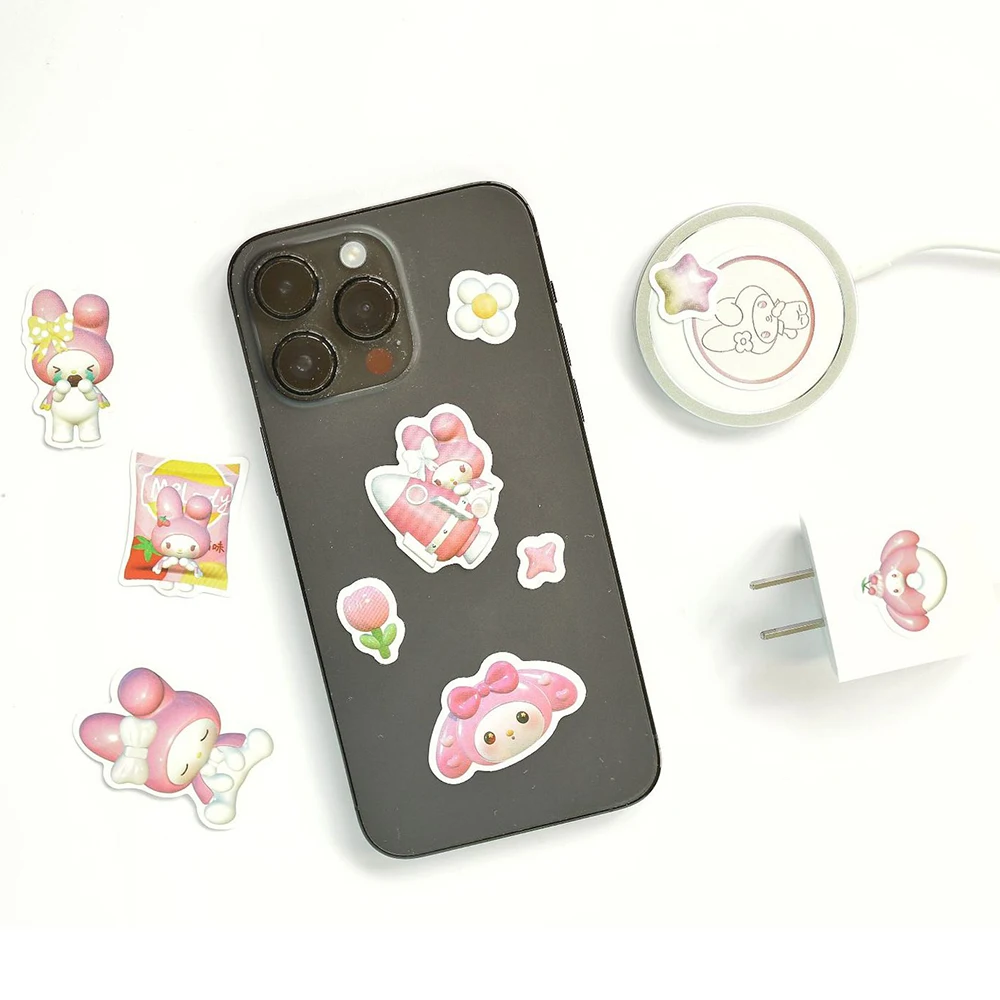 Pegatinas de dibujos animados de My Melody, calcomanías de Anime Sanrio para funda de teléfono, papelería y maleta, 10/30/50/100 piezas