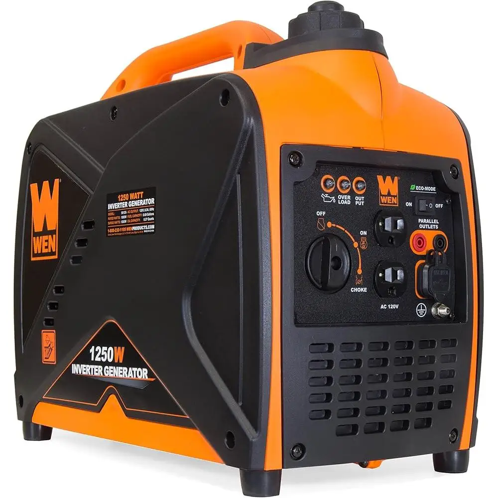 Portable Inverter Generator 1250 Watt Super Quiet Gasoline Power Source CARB Compliant Clean Power Camping and Sensitive