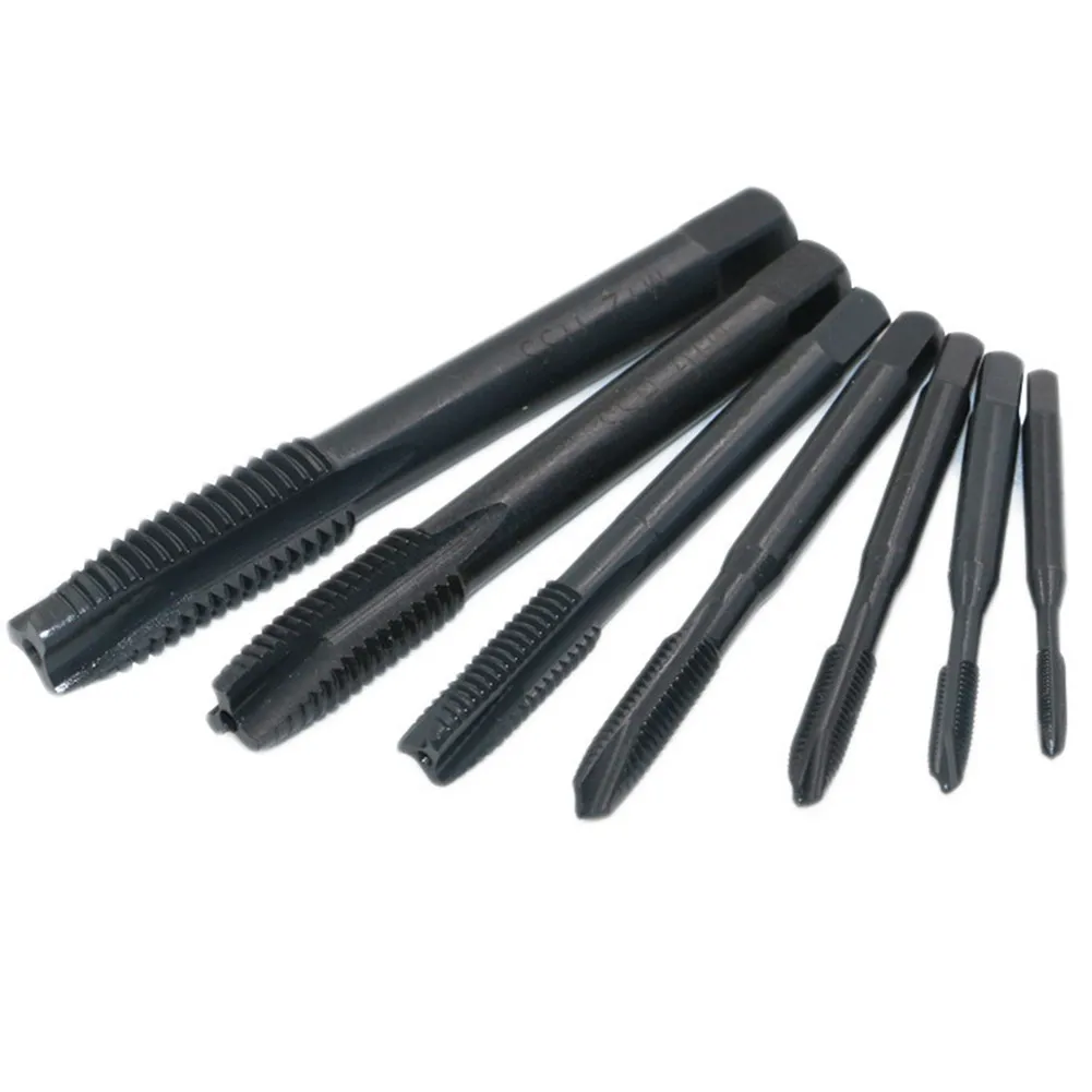 7Pcs Straight Flute Tap HSS Machine Screw Thread Metric Plug Tap Drill Bit M3 M4 M5 M6 M8 M10 M12 Metalworking Tapping Tool