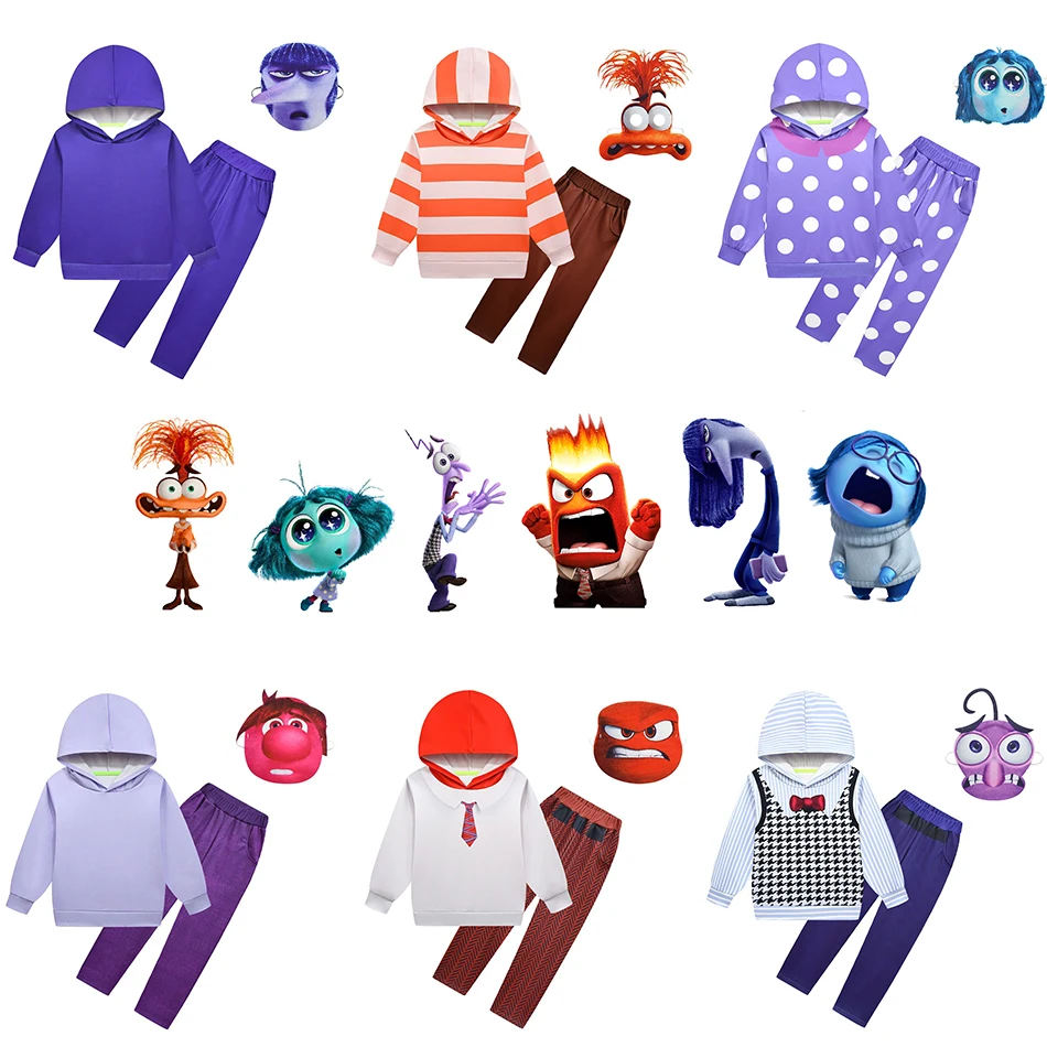 

Костюм для косплея «Внутри»: толстовка, брюки, маска — для детей, девочек и мальчиков, для ролевых игр, вечеринок и Хэллоуина