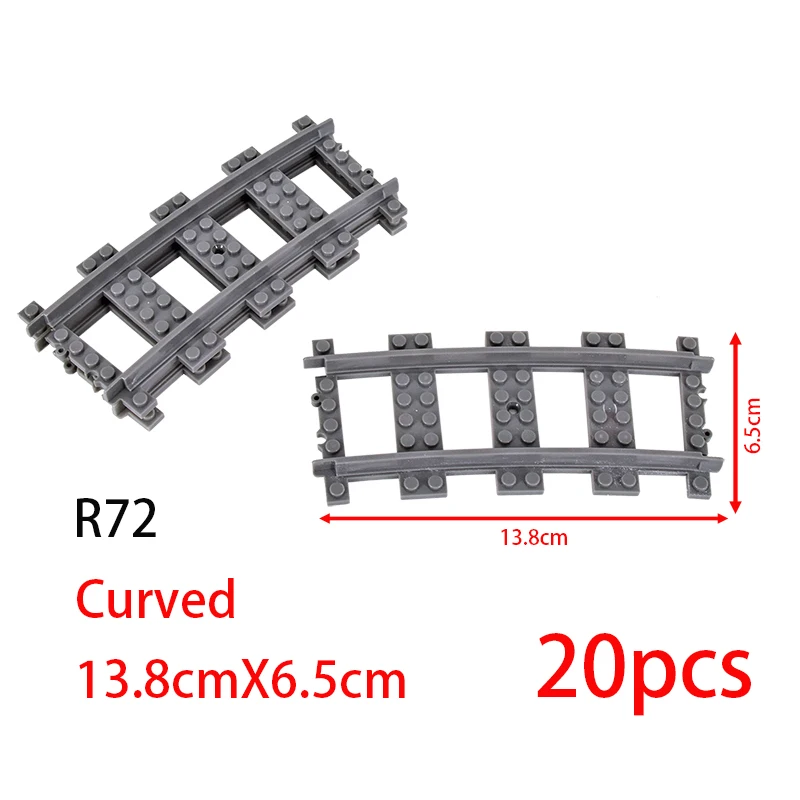 MOC Stad Baksteen Schakelaar Cross Gevorkte Gebogen Rails Bouwsteen Trein Rail Curve Tracks R56 R72 R88 R104 Creatieve DIY Speelgoed