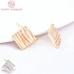 (7135) 6PCS 11MM 24K Gold Color Brass Rhombic Shaped Stud Earrings High Quality Diy Jewelry Findings Accessories Wholesale