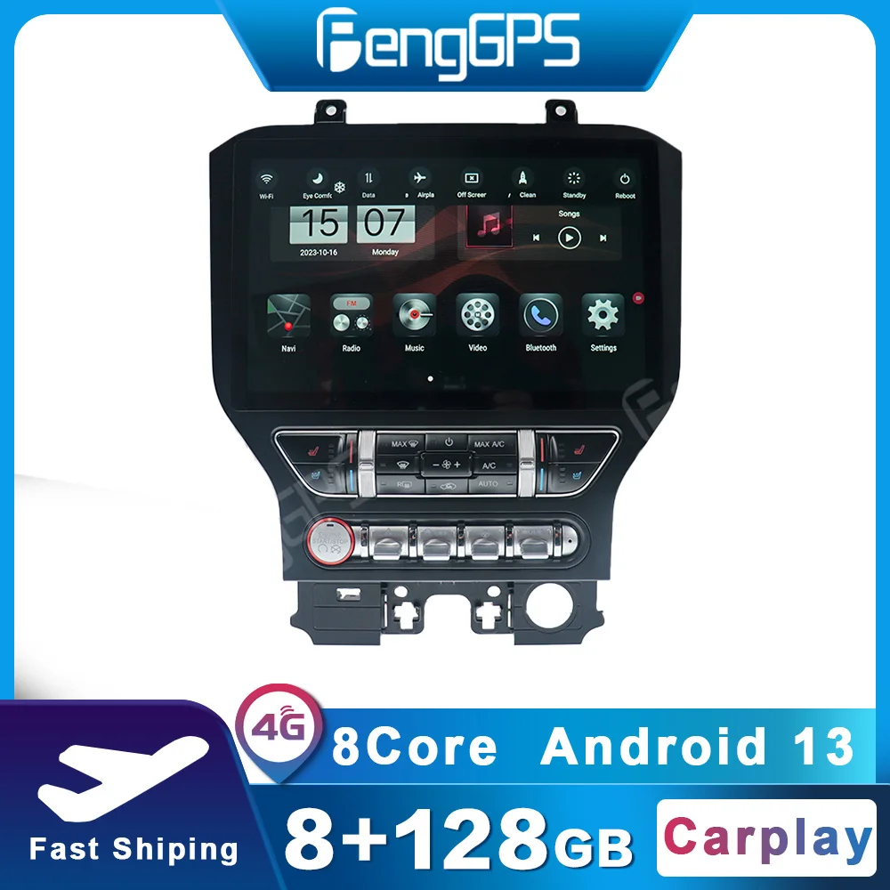 Android 14 8G+128G For Mustang Fukuda 2015-2018 Car Radio 8 Core Latest Version Stereo Multimedia Player Navigation GPS Carplay